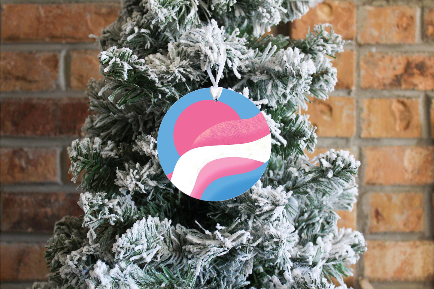 Transgender Vintage Pride Moon Waves| Wood Ornament | Eaches | Min 6