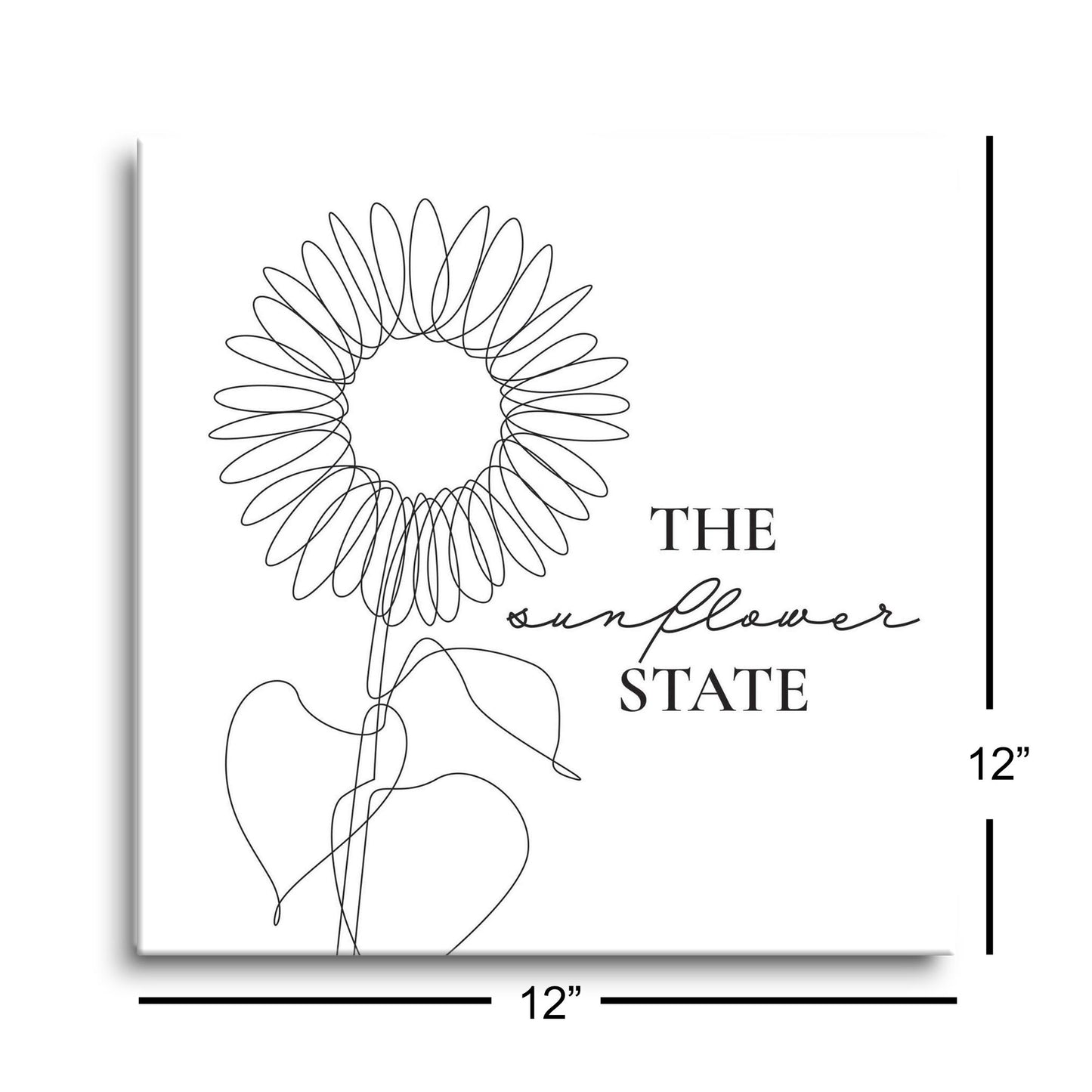 Minimalist B&W Kansas Sunflower Line Drawing | Hi-Def Glass Art | Eaches | Min 1