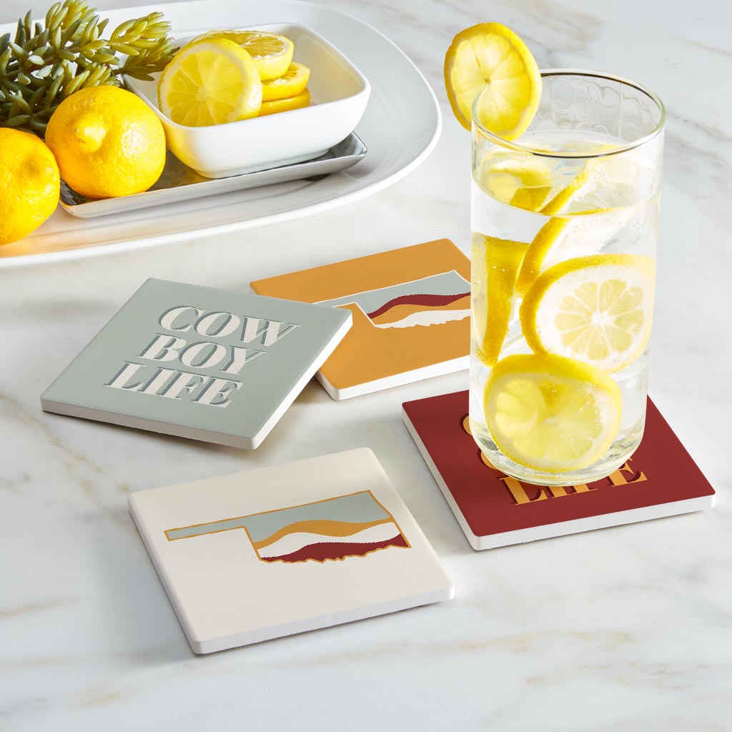 Modern Minimalist Oklahoma Set | Absorbent Coasters | Set of 4 | Min 2