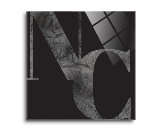 Minimalistic B&W North Carolina Black Initials | Hi-Def Glass Art | Eaches | Min 2