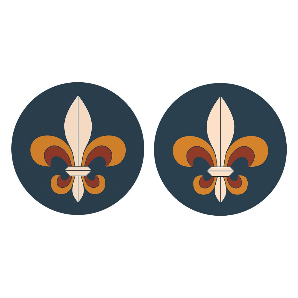 Modern Minimalist Louisiana Colorful Fleu De Lis | Absorbent Car Coasters | Set of 2 | Min 4