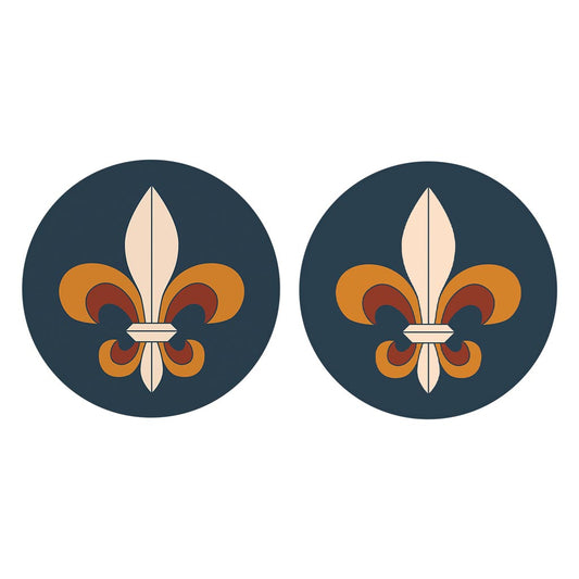 Modern Minimalist Louisiana Colorful Fleu De Lis | Absorbent Car Coasters | Set of 2 | Min 4
