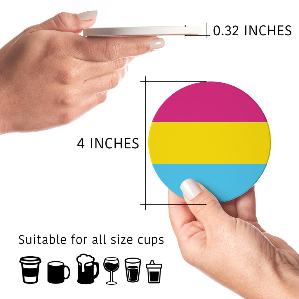 Pansexual Pride Flag Colors| Absorbent Coasters | Set of 4 | Min 2