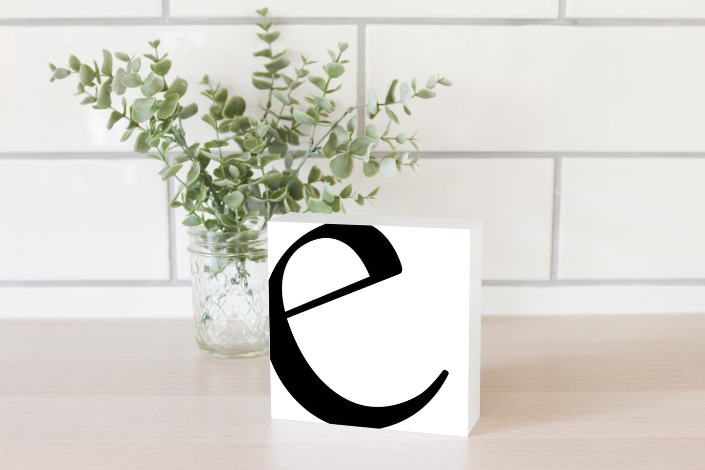 Minimal Monogram E| Wood Block | Eaches | Min 4