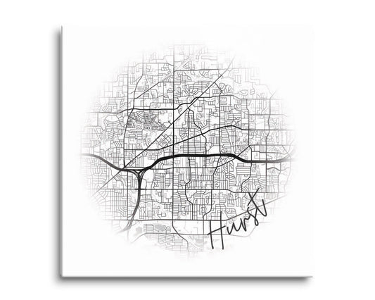Minimalistic B&W Texas Hurst Circle Map | Hi-Def Glass Art | Eaches | Min 2