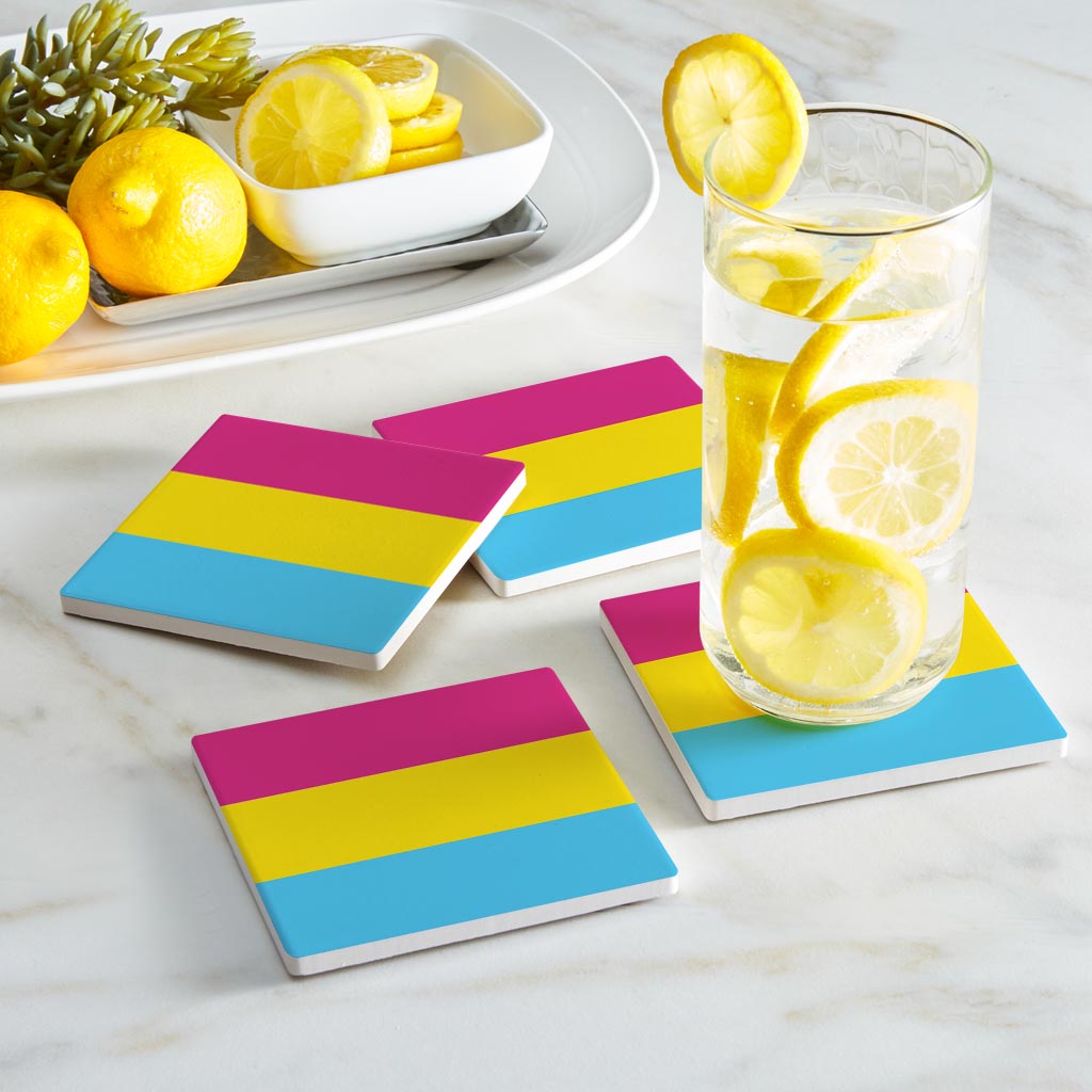 Pansexual Pride Flag Colors | Absorbent Coasters | Set of 4 | Min 2