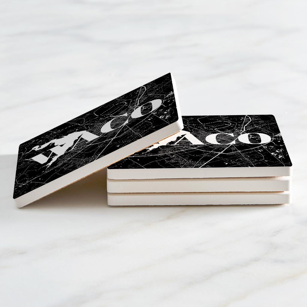 Minimalistic B&W Texas Waco Map| Absorbent Coasters | Set of 4 | Min 2