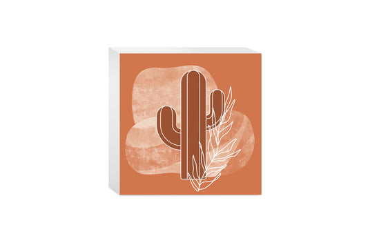 Modern Minimalist Texas Cactus | Wood Block | Eaches | Min 4