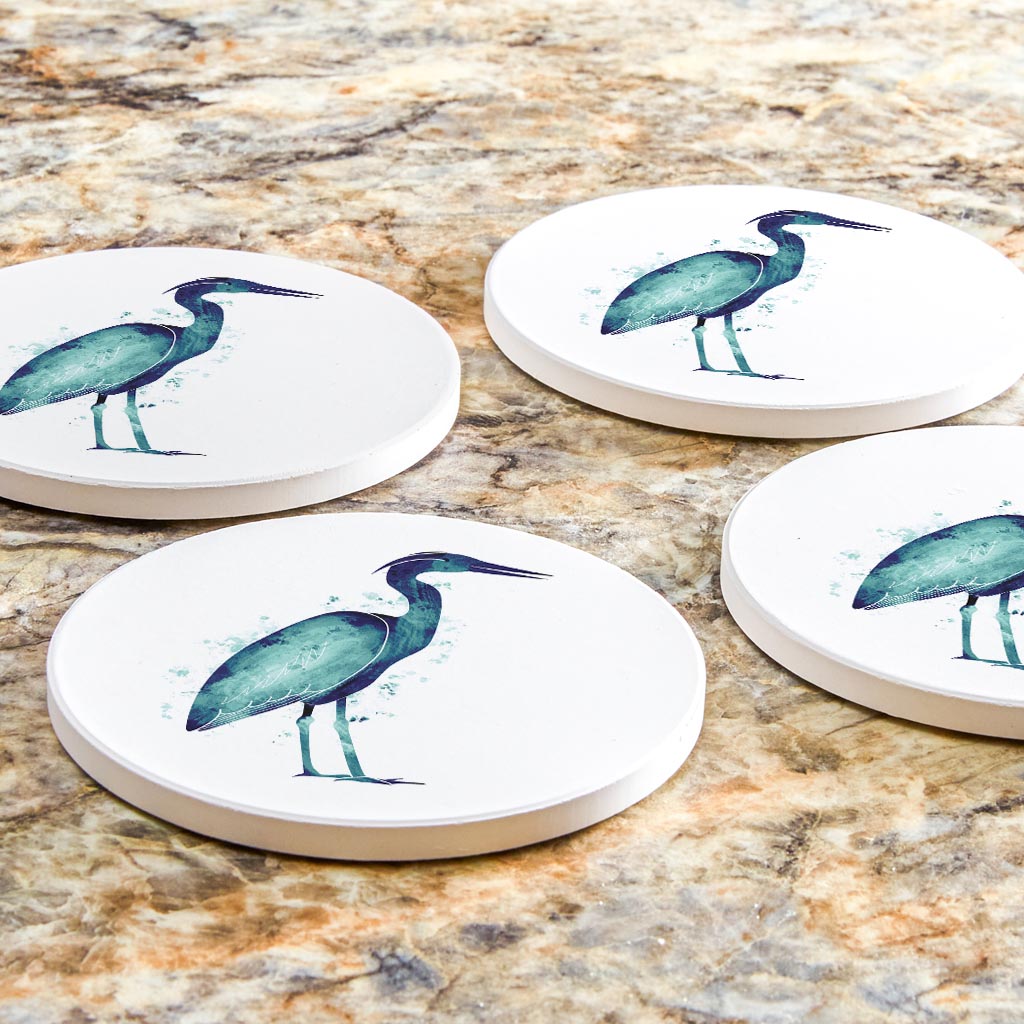 East Coast Water Color Heron| Absorbent Coasters | Set of 4 | Min 2