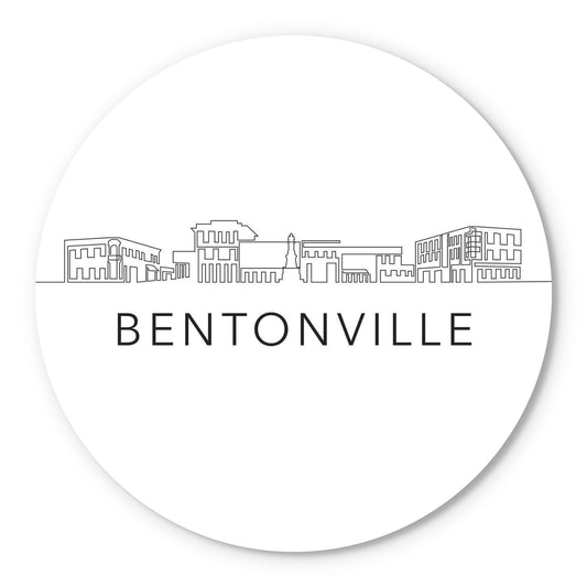 Minimalist B&W Arkansas Bentonville Skyline | Wood Sign | Eaches | Min 1