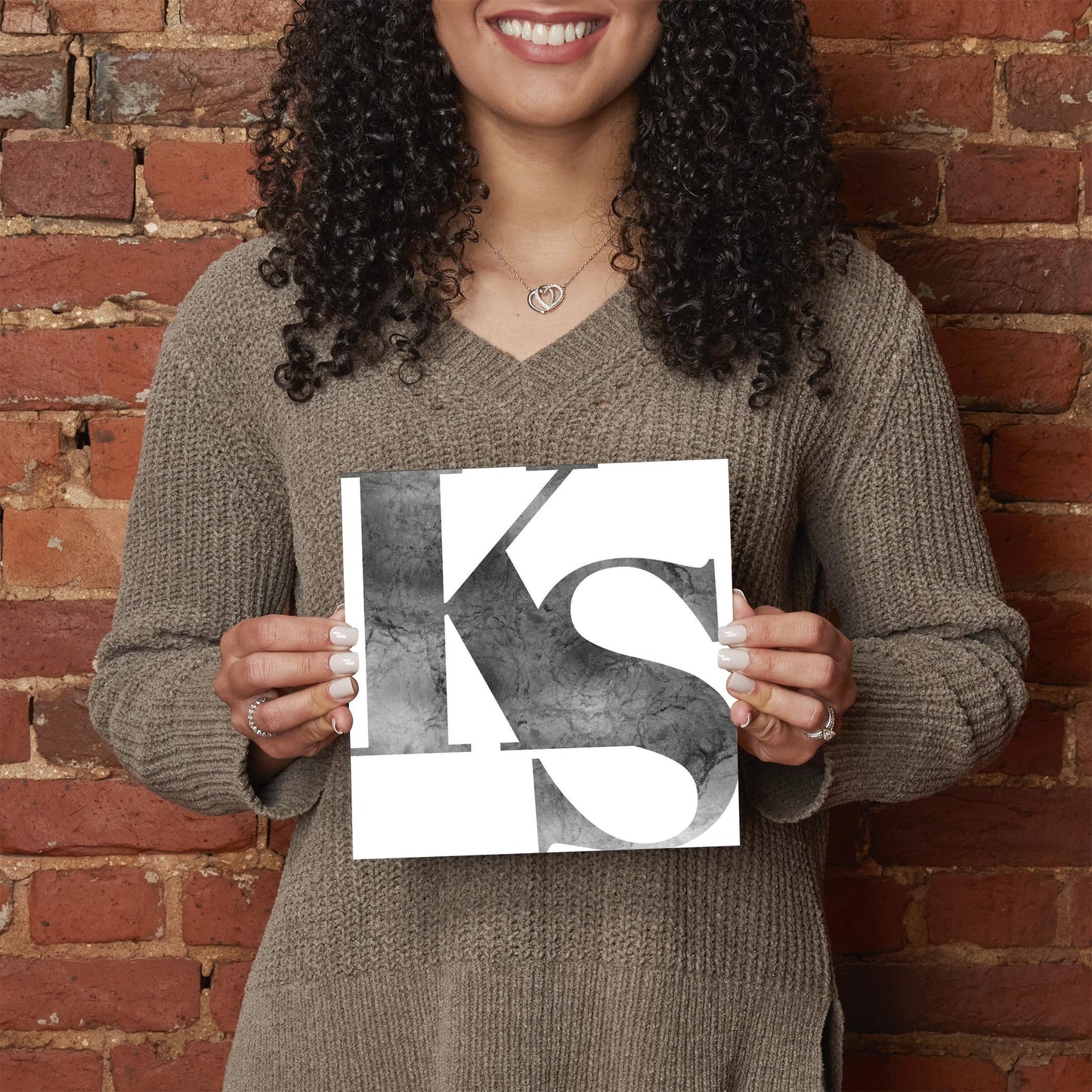 Minimalist B&W Kansas White Initials | Hi-Def Glass Art | Eaches | Min 2