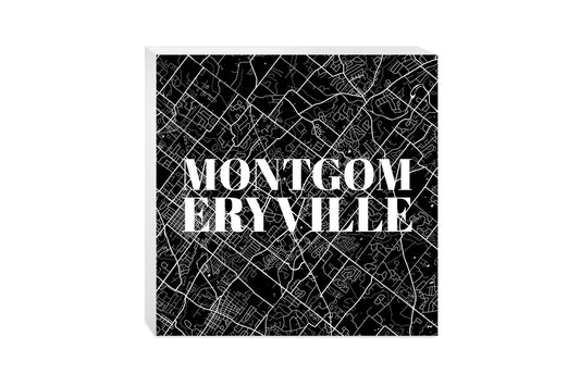 Minimalistic B&W Pennsylvania Montgomeryville Map | Wood Block | Eaches | Min 2