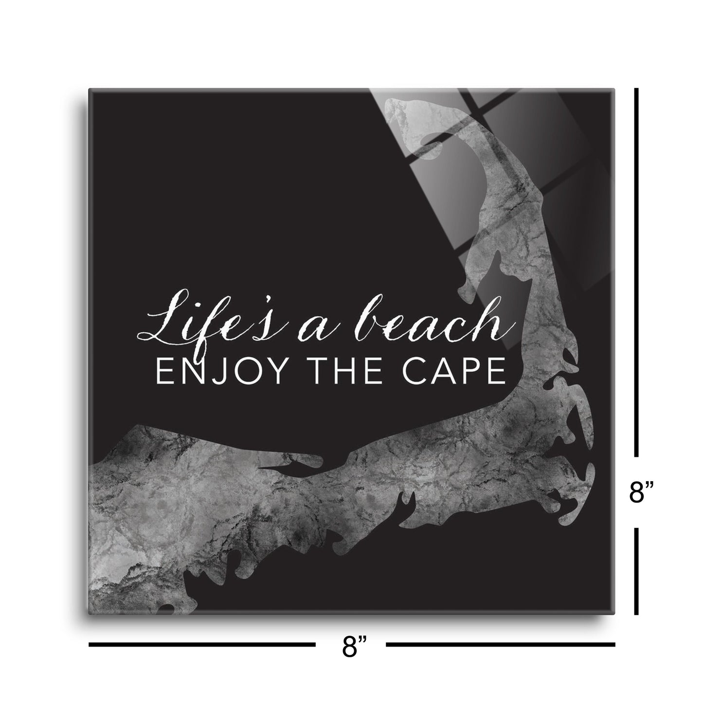 Minimalistic B&W Cape Cod Lifes A Beach | Hi-Def Glass Art | Eaches | Min 2