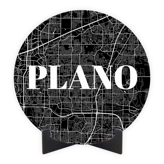 Minimalistic B&W Texas Plano Map | Wood Sign | Eaches | Min 1