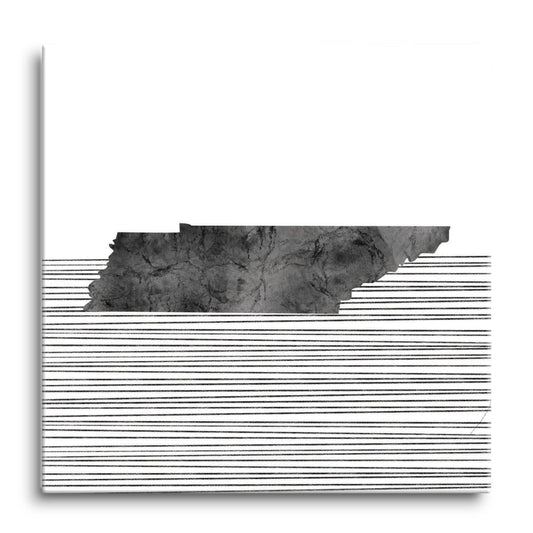 Minimalist B&W Tennessee State With Straight Lines | Hi-Def Glass Art | Eaches | Min 1