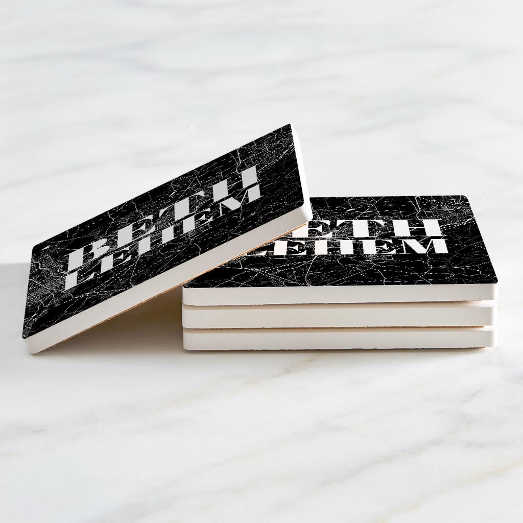 Minimalistic B&W Pennsylvania Bethlehem Map | Absorbent Coasters | Set of 4 | Min 2