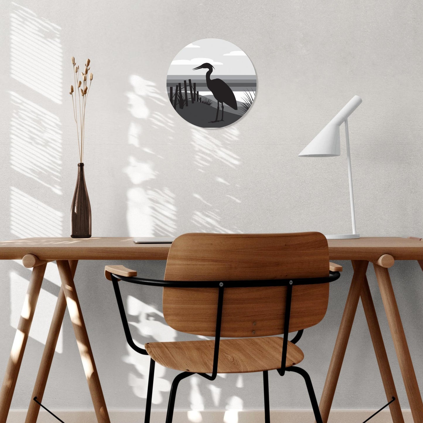Minimalistic B&W Cape Cod Heron Illustration | Wood Sign | Eaches | Min 1
