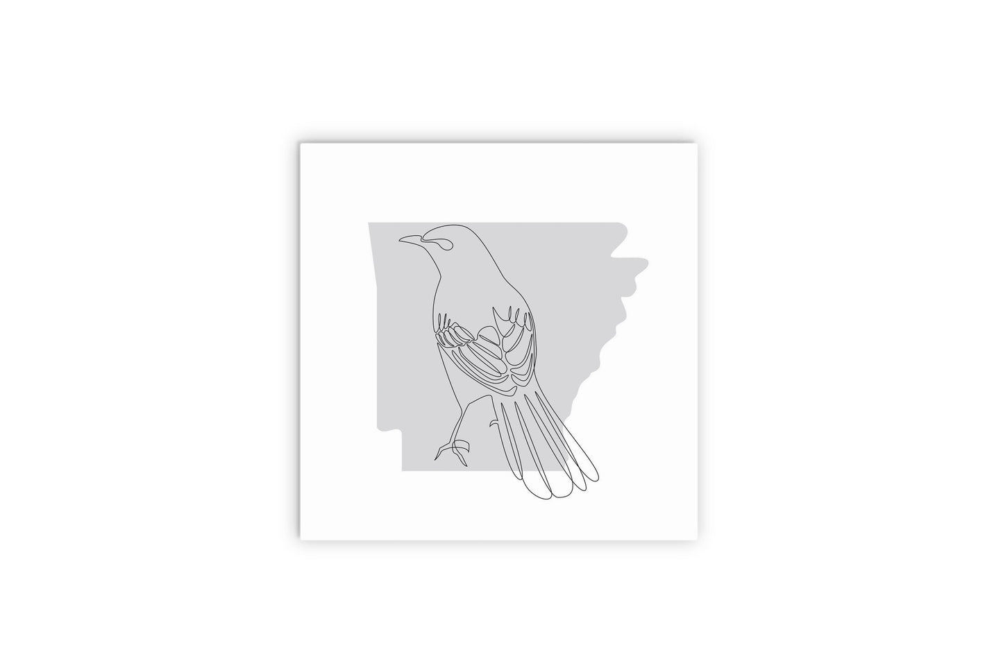 B&W Minimalist Arkansas Single Line Bird | Wood Sign | Eaches | Min 2