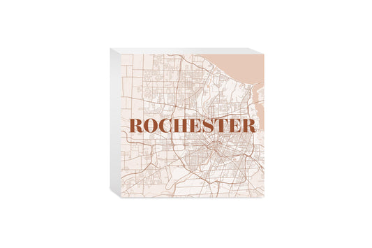Modern Minimalist New York Rochester Map | Wood Block | Eaches | Min 4