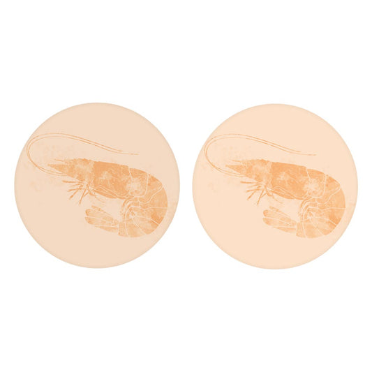 Louisiana Colorful Water Color Shrimp | Absorbent Car Coasters | Set of 2 | Min 4