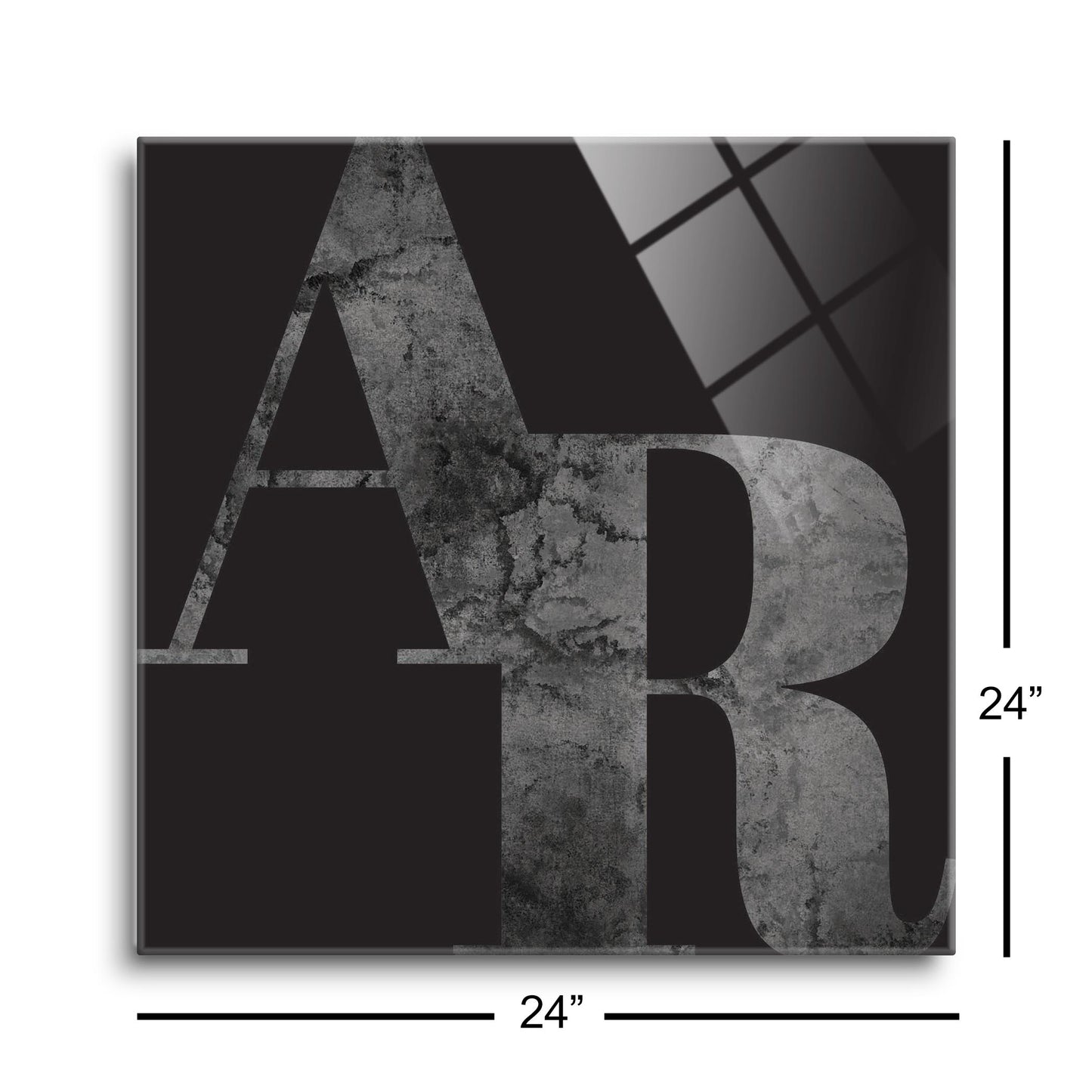B&W Minimalist Arkansas Black Initials | Hi-Def Glass Art | Eaches | Min 1