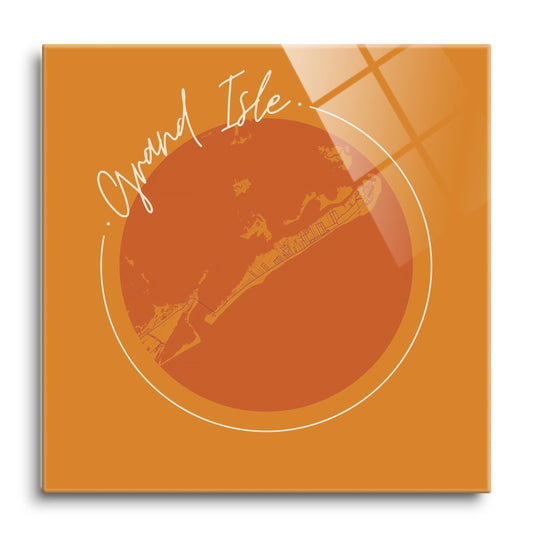 Louisiana Colorful Grand Isle Circle Map | Hi-Def Glass Art | Eaches | Min 1