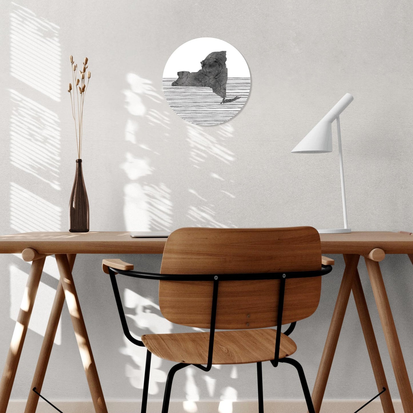 Minimalistic B&W New York Shape Straight Lines | Wood Sign | Eaches | Min 1