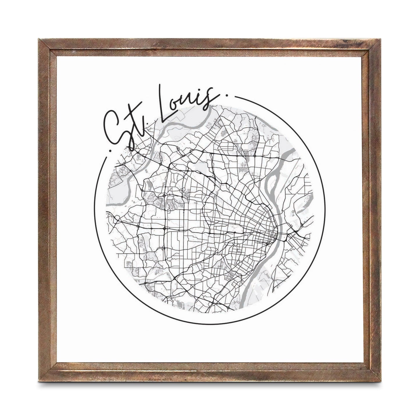 Minimalist B&W Missouri St Louis Circle Map | Wood Sign | Eaches | Min 1