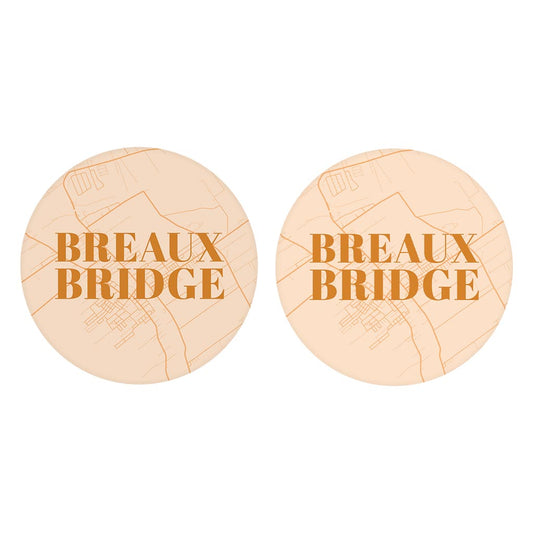 Modern Minimalist Louisiana Breaux Bridge Map| Absorbent Car Coasters | Set of 2 | Min 4