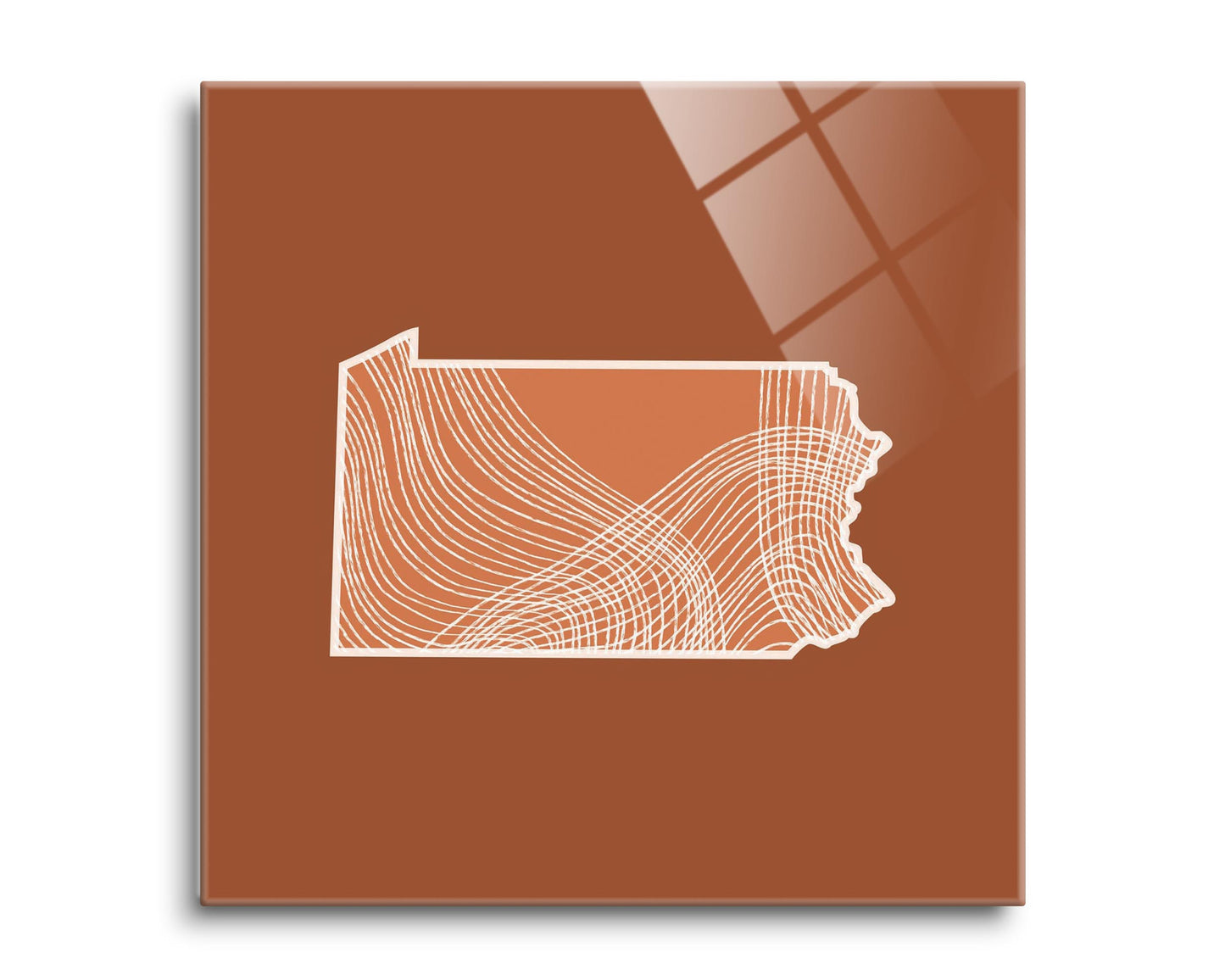 Modern Minimalist Pennsylvania State Lines Dark | Hi-Def Glass Art | Eaches | Min 2