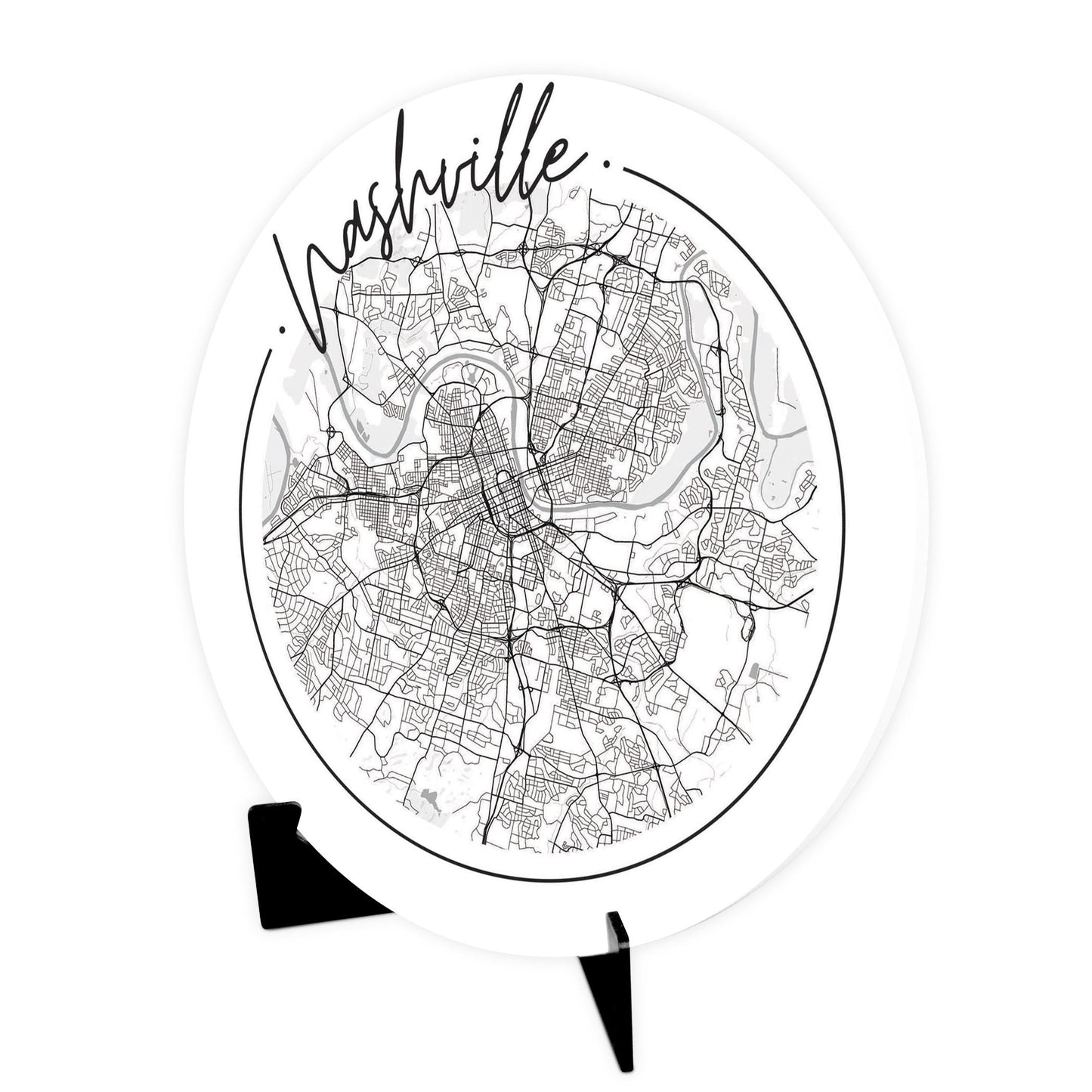 Minimalist B&W Tennessee Nashville Circle Map | Wood Sign | Eaches | Min 1