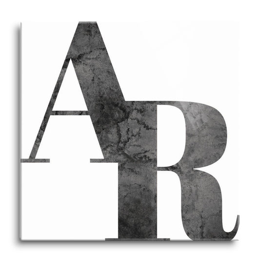 B&W Minimalist Arkansas White Initials | Hi-Def Glass Art | Eaches | Min 1