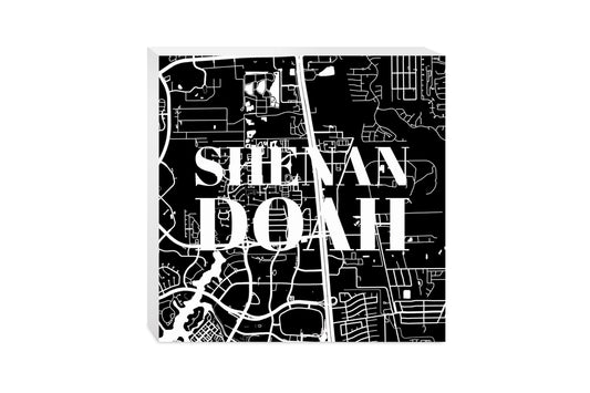 Minimalistic B&W Texas Shenandoah Map | Wood Block | Eaches | Min 2