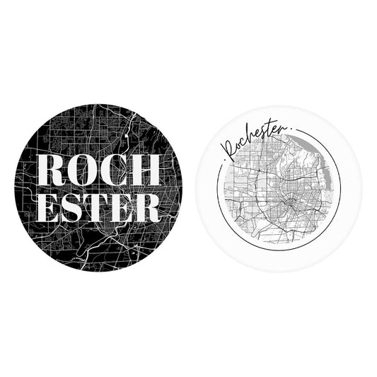 Minimalistic B&W New York Rochester Maps| Absorbent Car Coasters | Set of 2 | Min 4