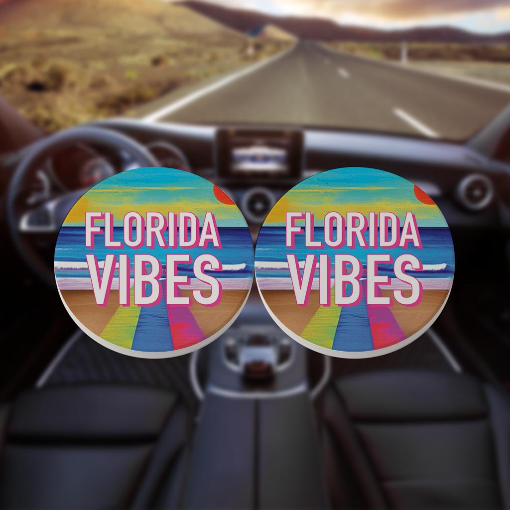 Florida Vibes | Absorbent Car Coasters | Set of 2 | Min 4