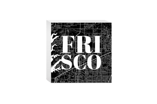 Minimalistic B&W Texas Frisco Map | Wood Block | Eaches | Min 4