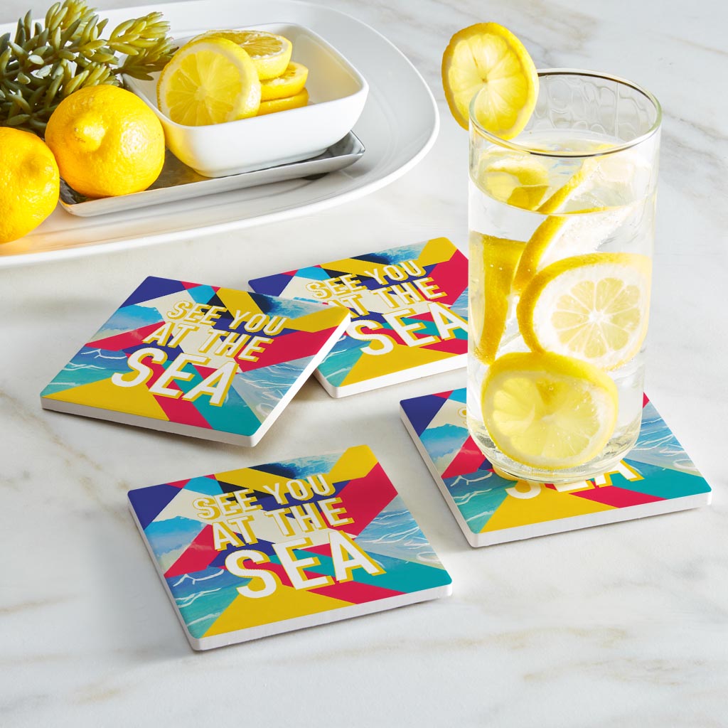 See You At The Sea | Absorbent Coasters | Set of 4 | Min 2