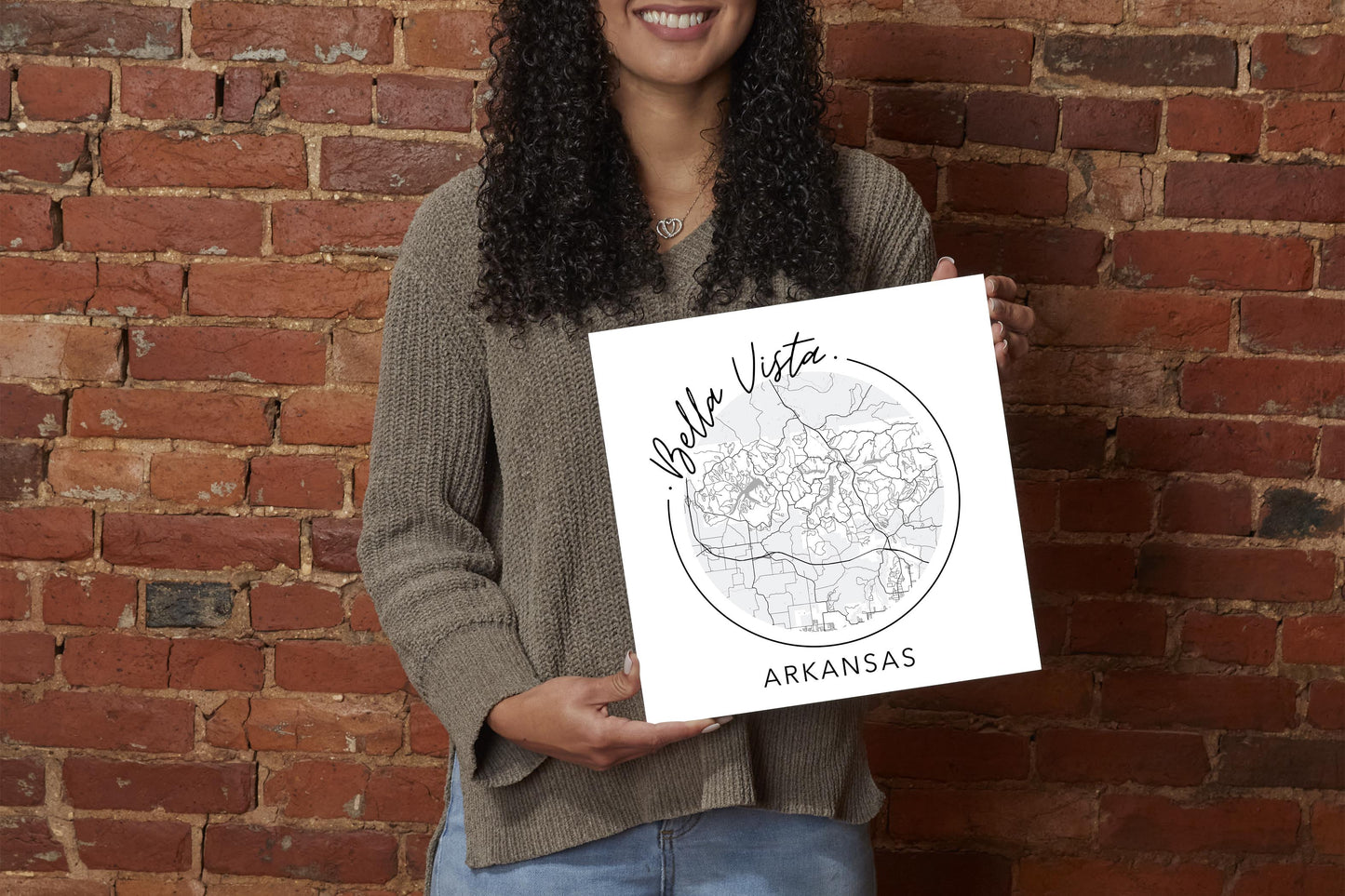 Minimalist B&W Arkansas Bella Vista Circle Map State | Wood Sign | Eaches | Min 2