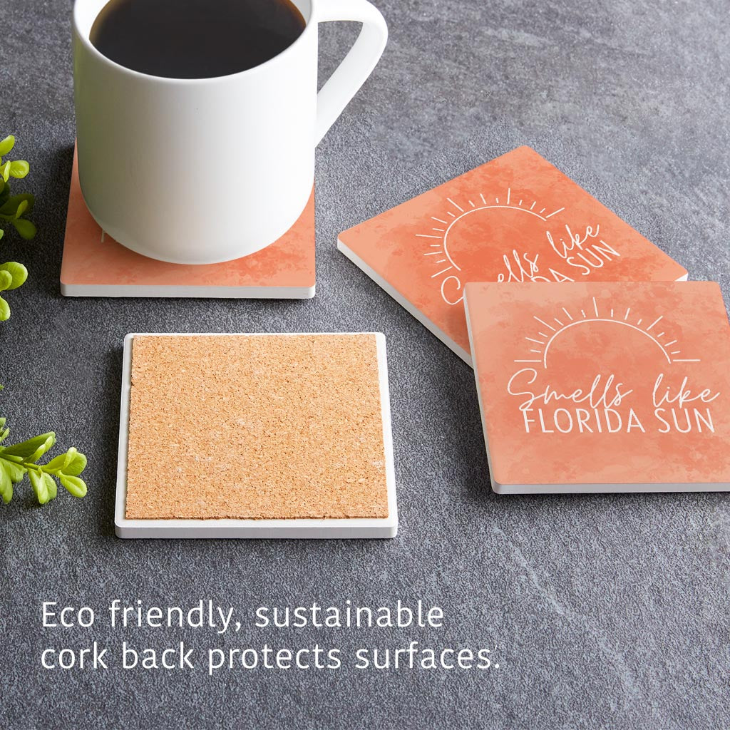 Smells Like Florida Sun Pink| Absorbent Coasters | Set of 4 | Min 2