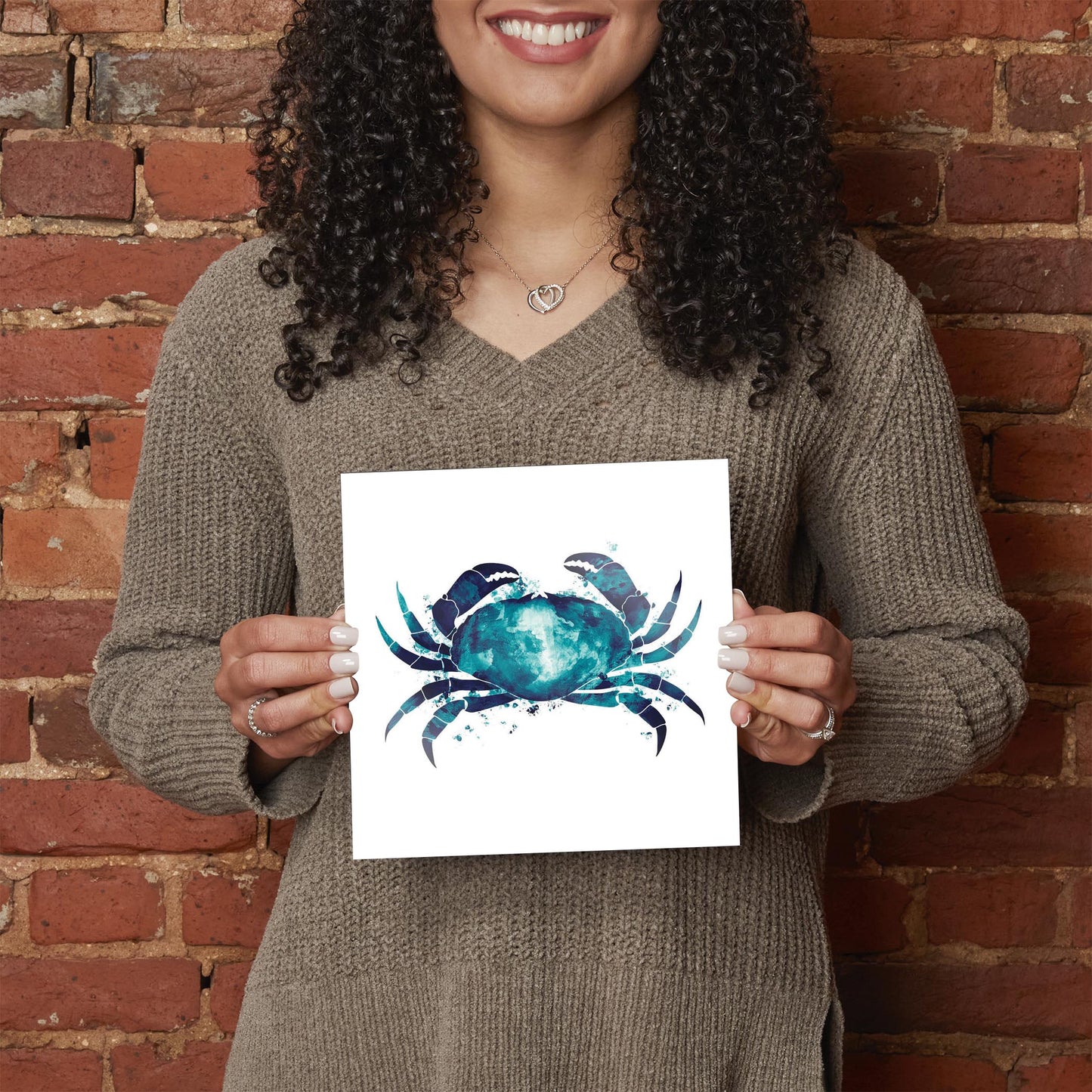 New England Water Color Crab | Hi-Def Glass Art | Eaches | Min 2
