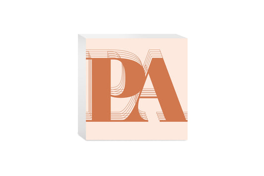 Modern Minimalist Pennsylvania Pa Initials Dark | Wood Block | Eaches | Min 4