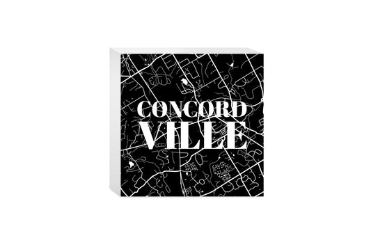 Minimalistic B&W Pennsylvania Concordville Map | Wood Block | Eaches | Min 4