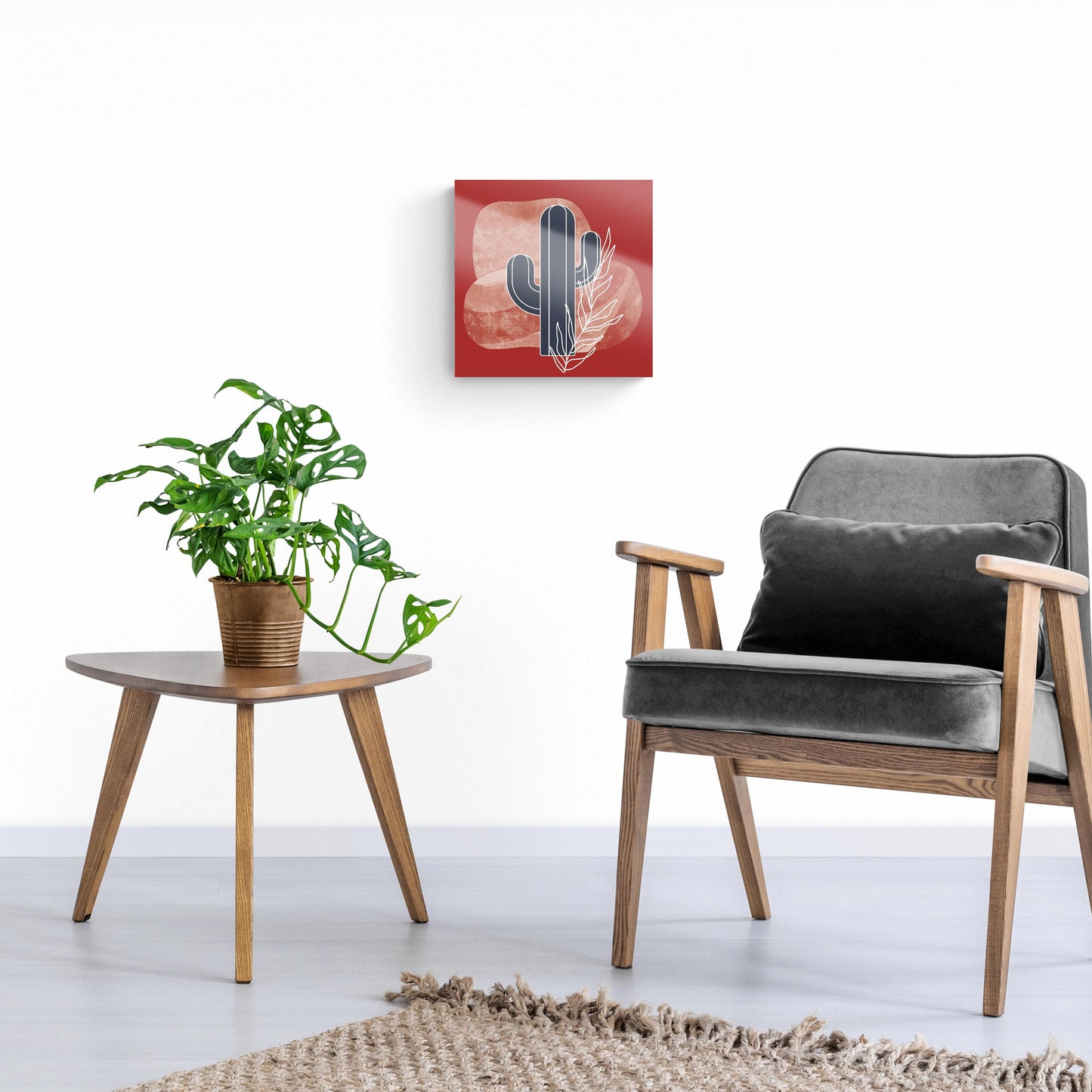 Modern Minimalist Texas Colors Cactus | Hi-Def Glass Art | Eaches | Min 1