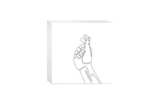Tiny Heart Hand Sign Line Drawing| Wood Block | Eaches | Min 4