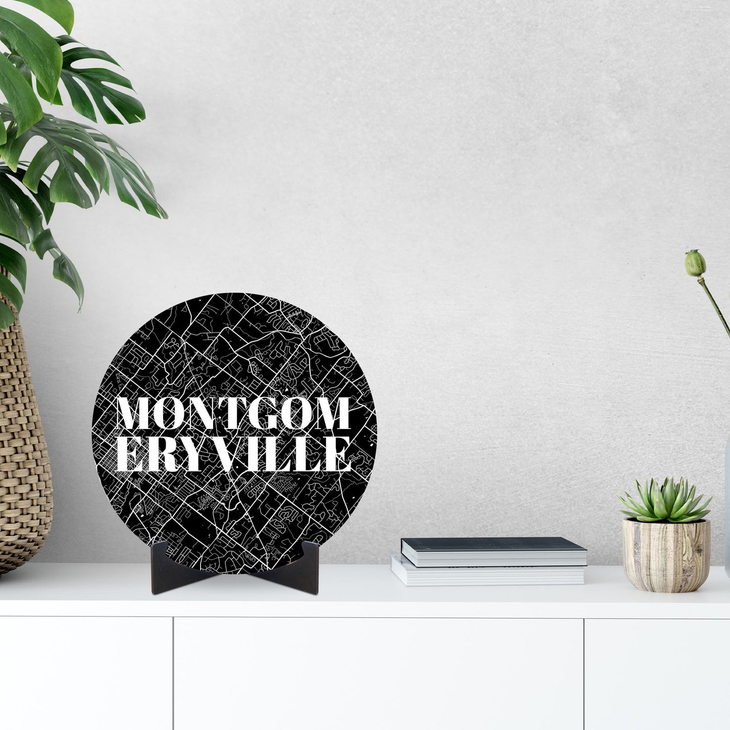 Minimalistic B&W Pennsylvania Montgomeryville Map | Wood Sign | Eaches | Min 1