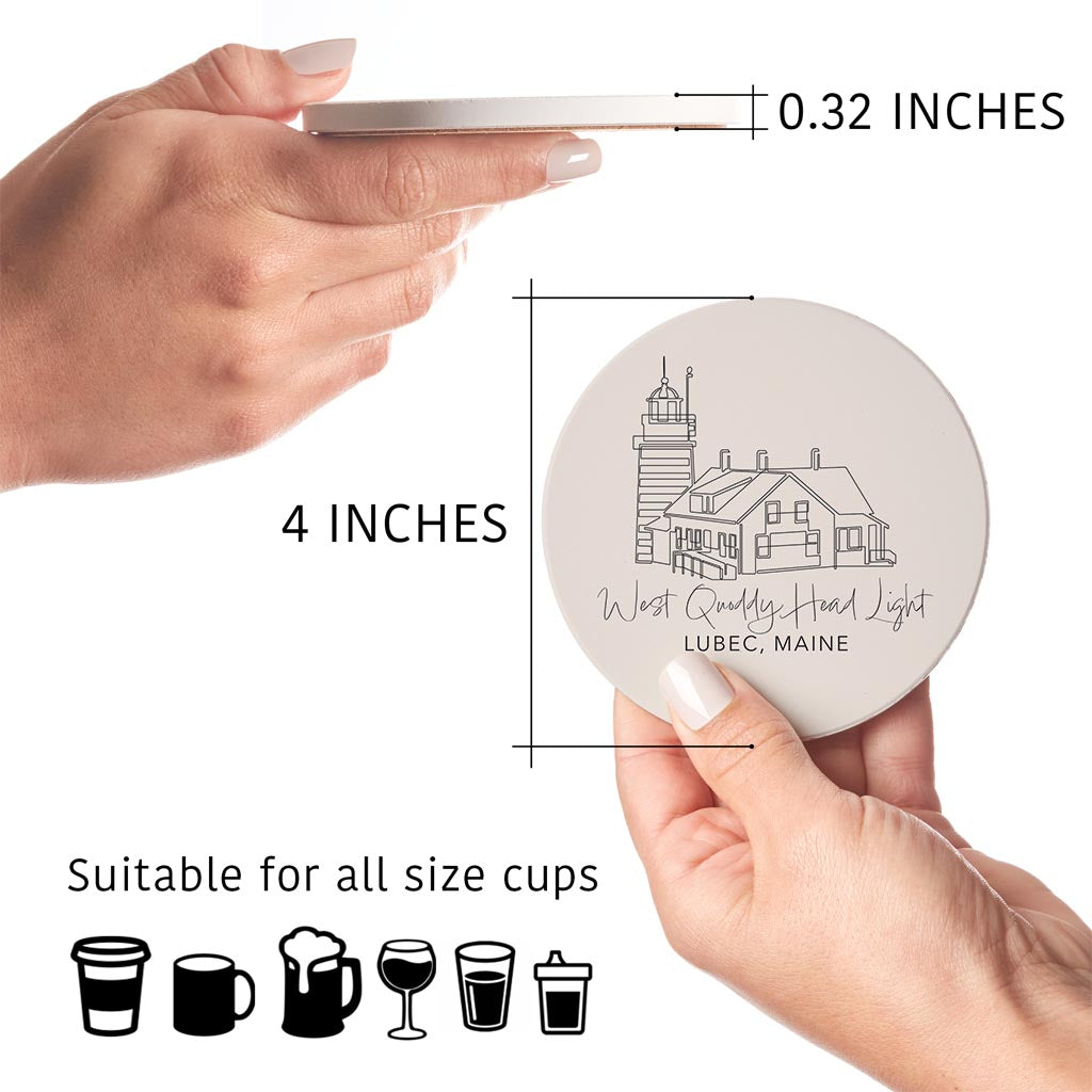 West Quoddy Head Light Muted Coastal | Absorbent Coasters | Set of 4 | Min 2