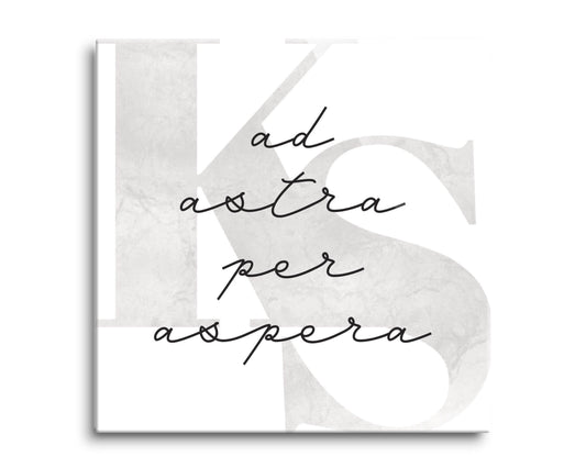 Minimalist B&W Kansas Ad Astra Per Aspera | Hi-Def Glass Art | Eaches | Min 2