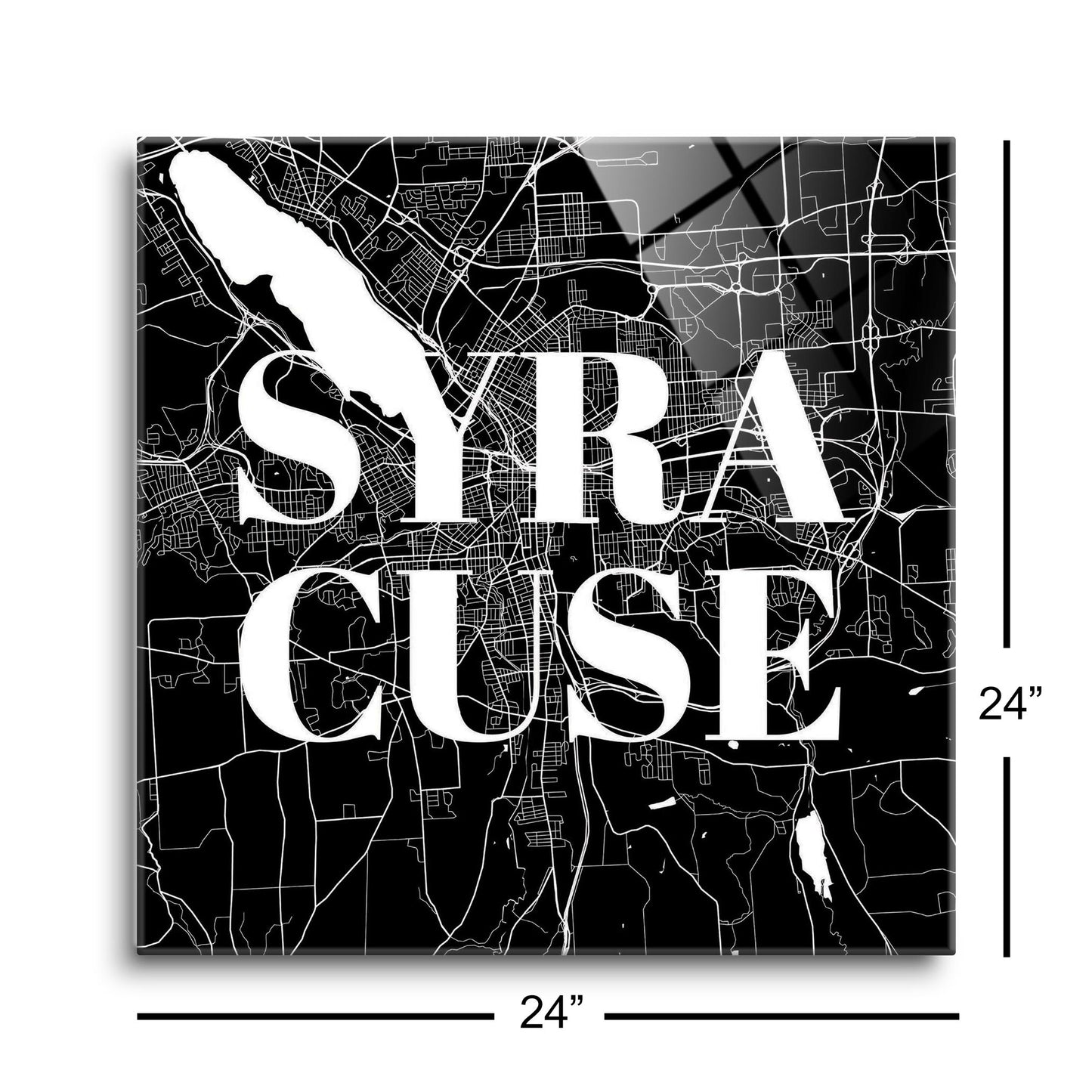 Minimalistic B&W New York Syracuse Map | Hi-Def Glass Art | Eaches | Min 1