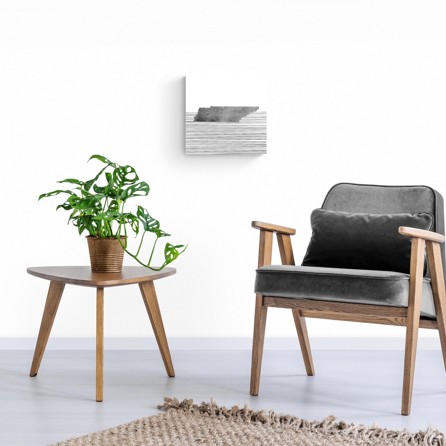 Minimalist B&W Tennessee State With Straight Lines | Hi-Def Glass Art | Eaches | Min 1