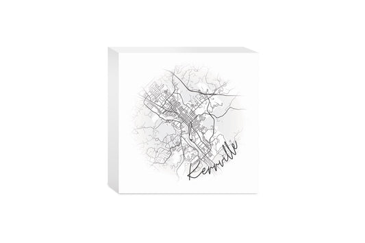 Minimalistic B&W Texas Kerrville Circle Map | Wood Block | Eaches | Min 4